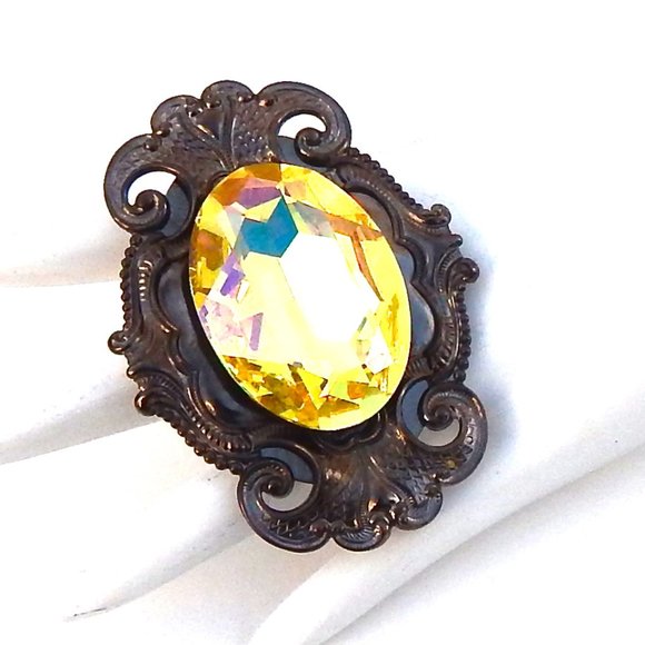 GASOLINE GLAMOUR FORTUNRE TELLER HONEY BUTTER MAXI OVAL RING - Picture 1 of 4